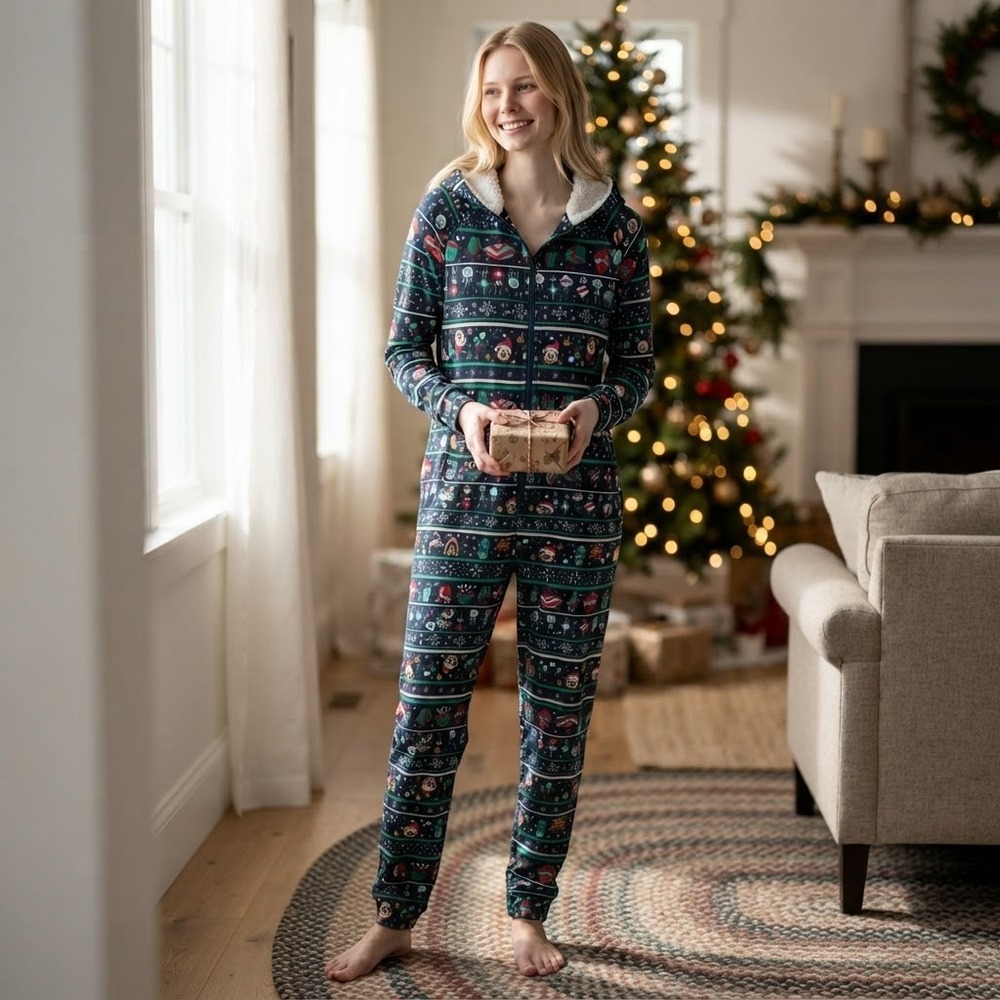 Disney Mickey Mouse One Piece Sleeper S Blue Holiday Theme
